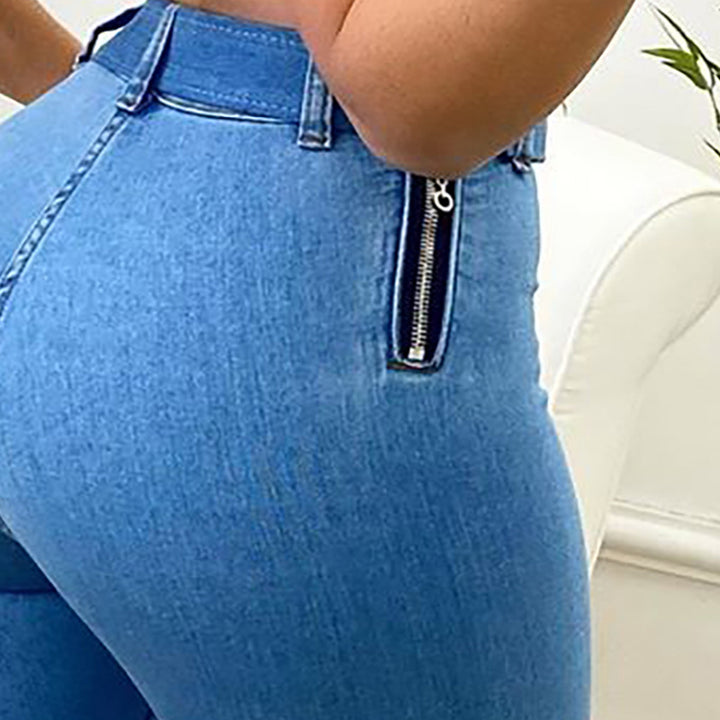 Cross-Border E-Commerce Independent Station European And American New Women's Clothing Blue Jeans With Belt
