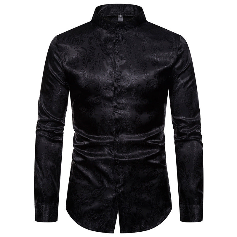 Men's New Cashew Flower High-end Lapel Long-sleeved Shirt