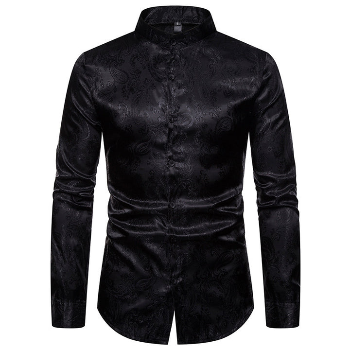 Men's New Cashew Flower High-end Lapel Long-sleeved Shirt