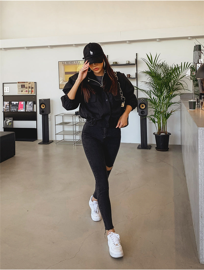 Raw-edge ripped high-waisted jeans