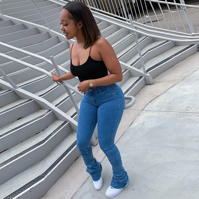 Versatile casual jeans stack pants