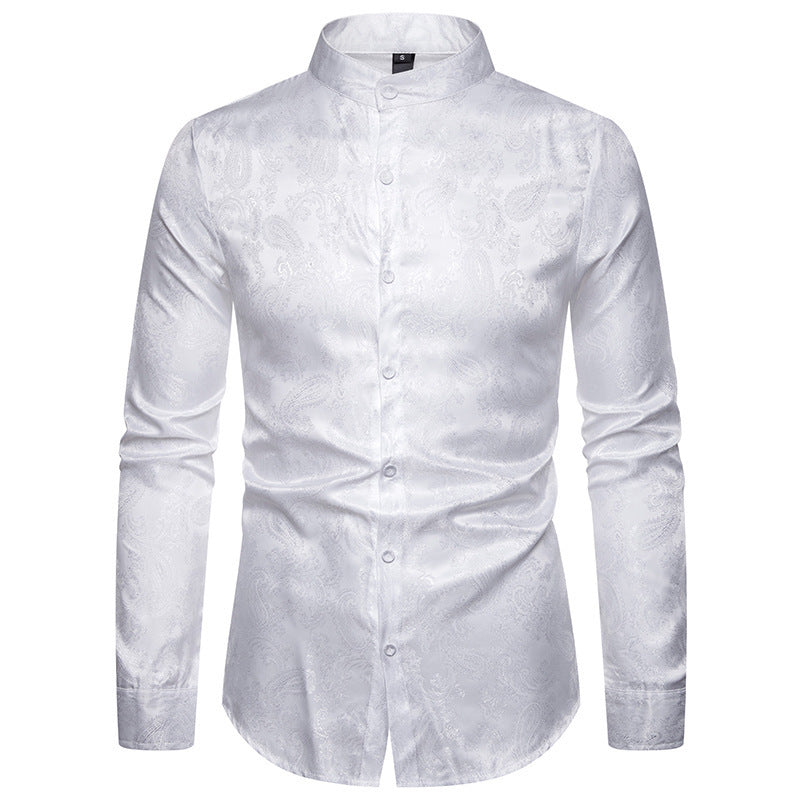 Men's New Cashew Flower High-end Lapel Long-sleeved Shirt
